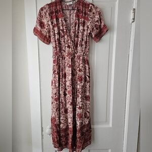 Universal Thread Bohemian Floral Midi Dress - Pink and Red